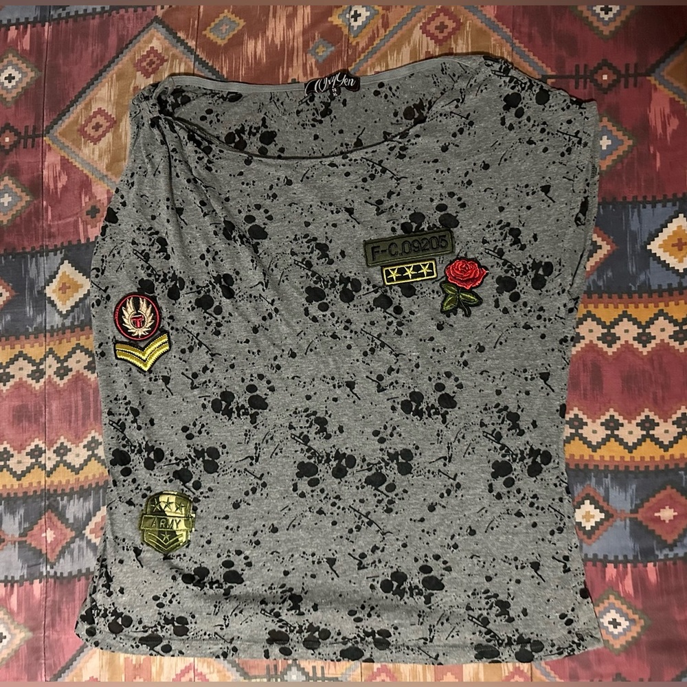 Oxygen Women’s Gray Splatter Sleeveless T-Shirt , Size XL